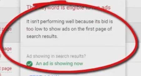 Ad is not showing because bid is too low